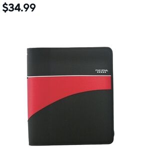 Five Star 3-inch Zipper Binder with Handle,  Colors red & black